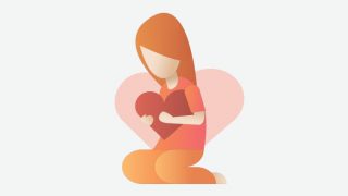 一个女人或女孩坐着,拥抱她的心脏的矢量插图