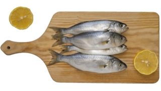 在有石灰切片的一个木板堆积的蓝雀